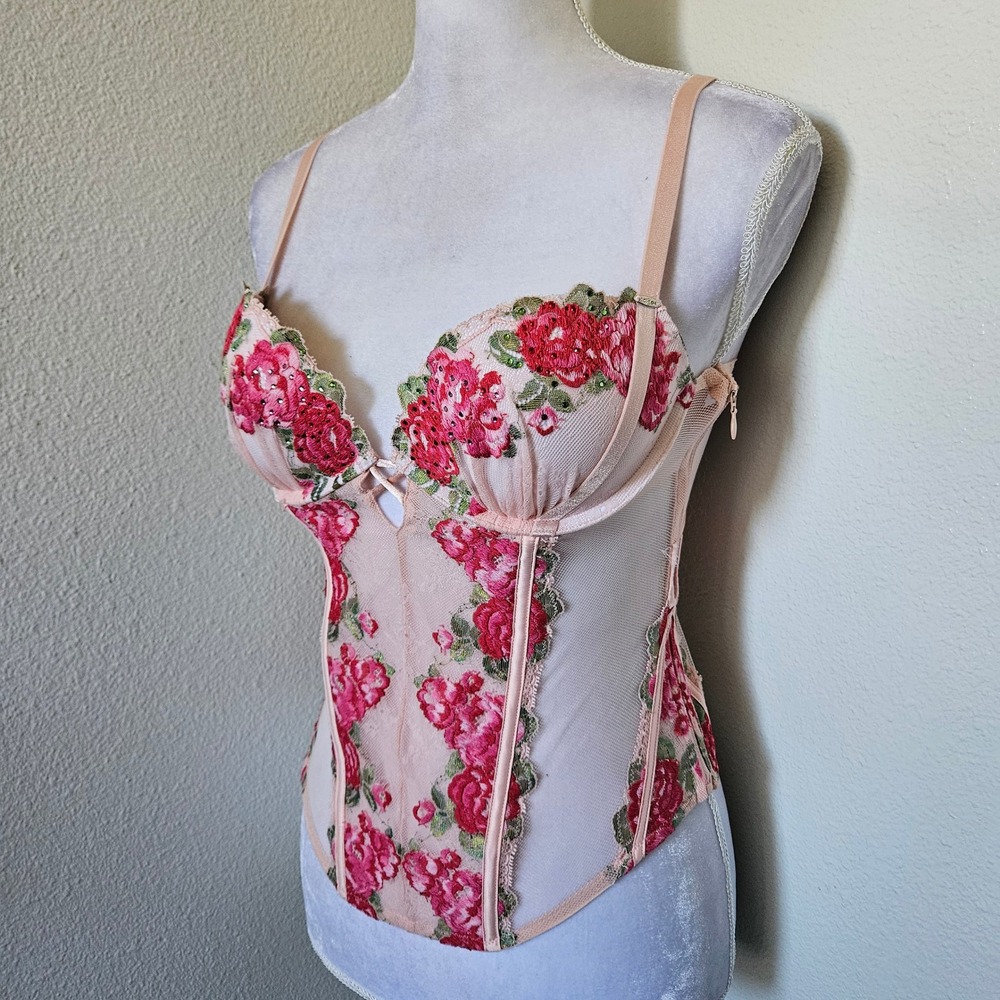 Victoria's Secret Floral Embroidered Corset Top Bustier‎